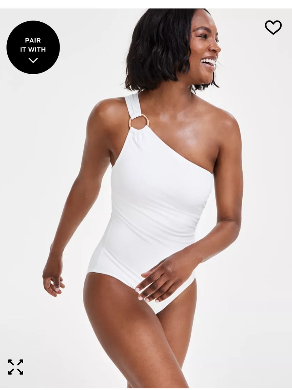 Michael Kors Women's Embellished One-Shoulder Underwire One-Piece Swimsuit NWT